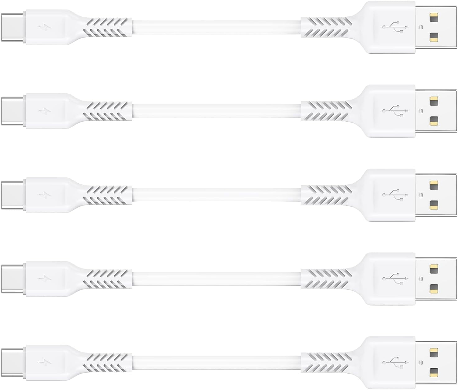 4 Inch USB C Cord Short 5 Pack Durable USB a to USB Type C Cable Fast Charging for Charging Station Compatible with Samsung Galaxy Note 10 20 S10 S20 A20 plus LG (White)