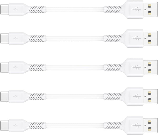 4 Inch USB C Cord Short 5 Pack Durable USB a to USB Type C Cable Fast Charging for Charging Station Compatible with Samsung Galaxy Note 10 20 S10 S20 A20 plus LG (White)
