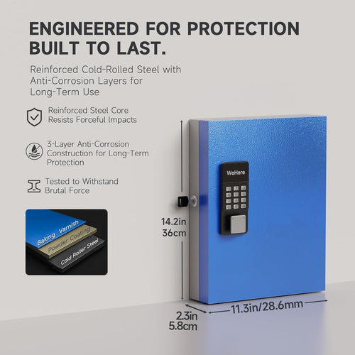 32-Key Smart Key Lock Box Wall Mount – Commercial Key Cabinet with App, Keypad, Bluetooth & Wifi Unlock (Sold Separately), Access Log Tracking, Key Management for Rental, Office, Property