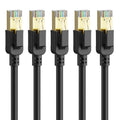 Cat 8 Ethernet Cable 3 Ft-5Pack,Rj45 40Gbps 2000Mhz Patch Cord, Indoor&Outdoor High Speed Network Cable, 26AWG Heavy Duty Direct Burial Shielded SFTP Lan Wire, in Wall&Weatherproof for Router Black