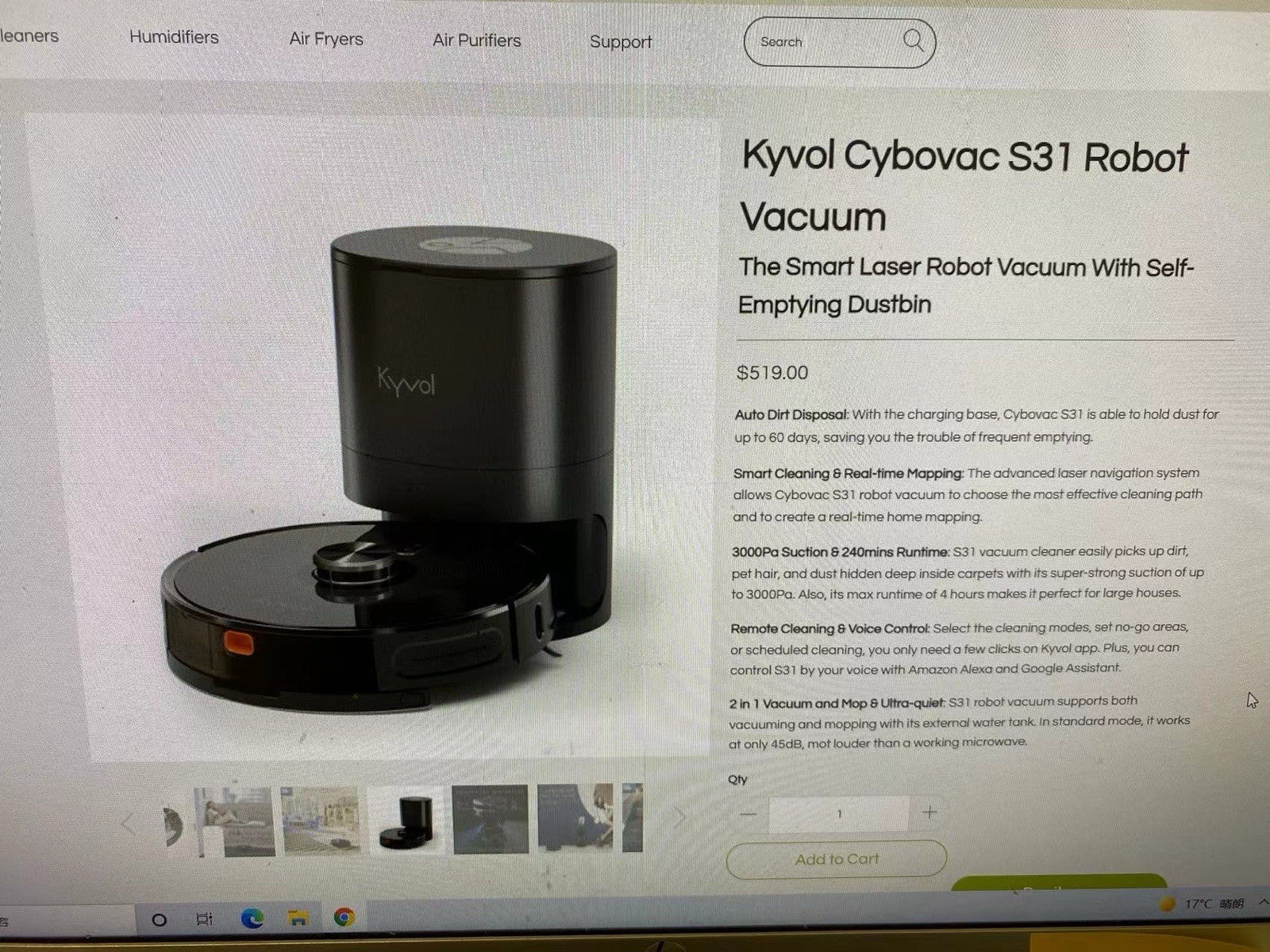 Kyvol Cybovac S31 Robot Vacuum and Mop, Automatic Dirt Disposal Lidar Navigation